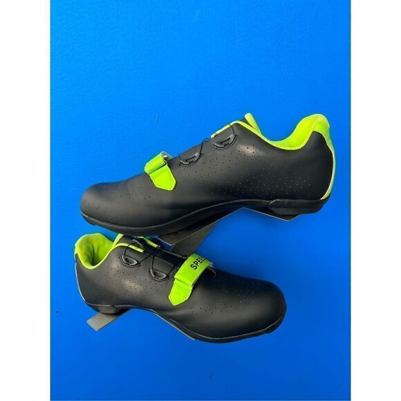 Speed Microtex Unisex Cycling Shoe Men 9.5 Black Green Neon - Picture 2 of 6